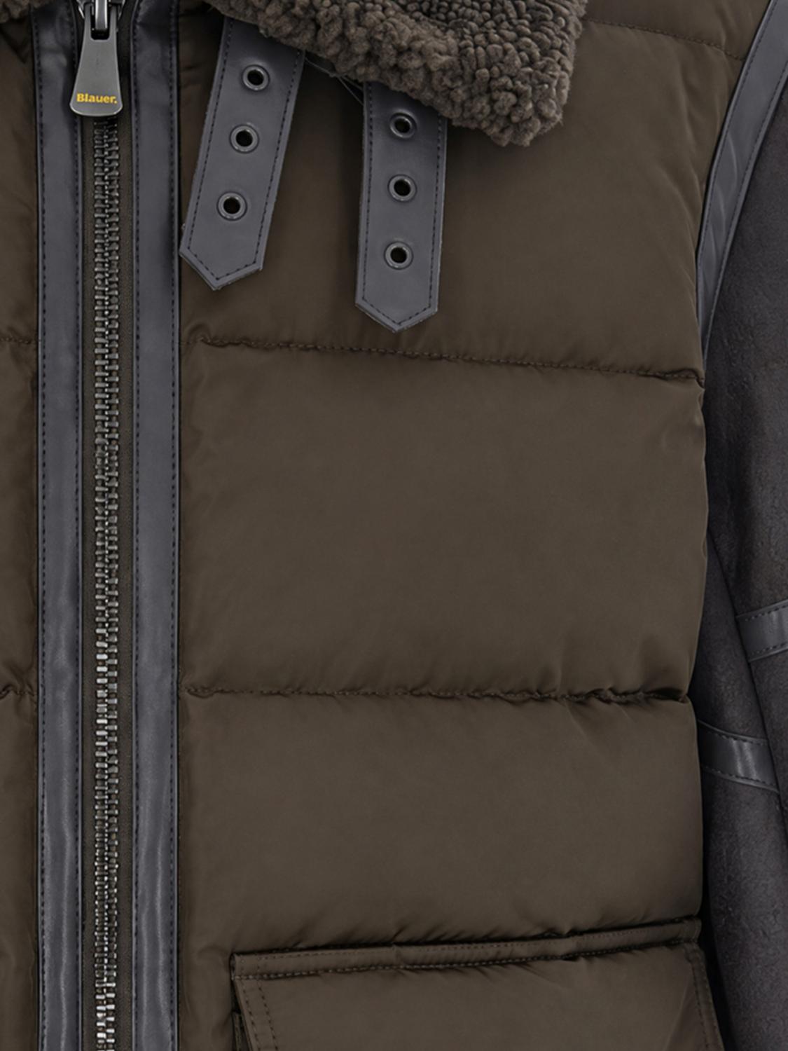 BLAUER JACKET: Blauer Padded Nylon Jacket with Faux Fur Collar, Brown - Img 4