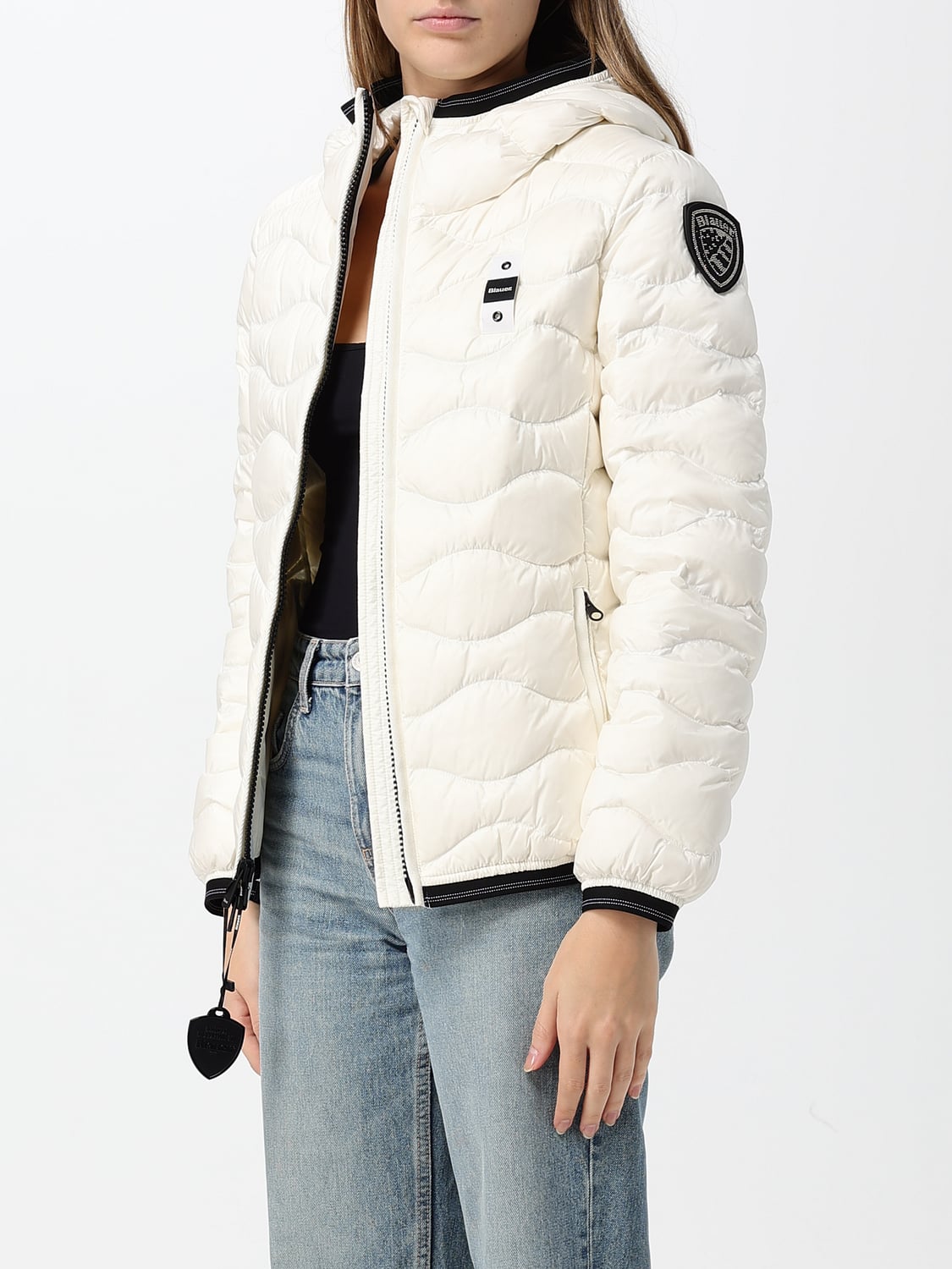BLAUER GIACCA: Piumino corto Camelia Blauer slim fit con cappuccio in shearling, Bianco - Img 3
