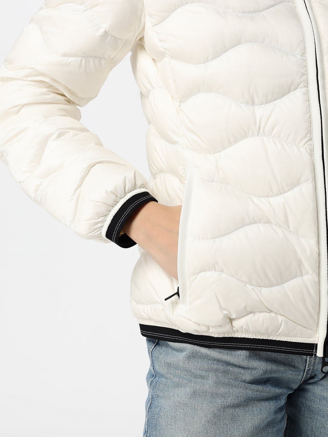 BLAUER GIACCA: Piumino corto Camelia Blauer slim fit con cappuccio in shearling, Bianco - Img 4