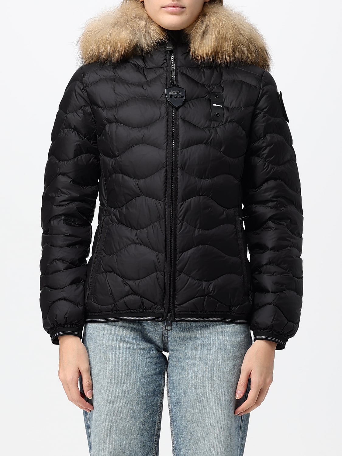 BLAUER GIACCA: Piumino corto Camelia Blauer slim fit con cappuccio in shearling, Nero - Img 1
