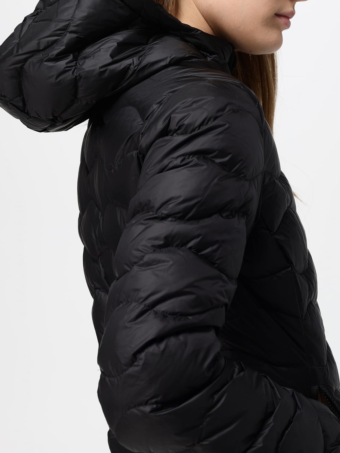 BLAUER GIACCA: Piumino corto Camelia Blauer slim fit con cappuccio in shearling, Nero - Img 4