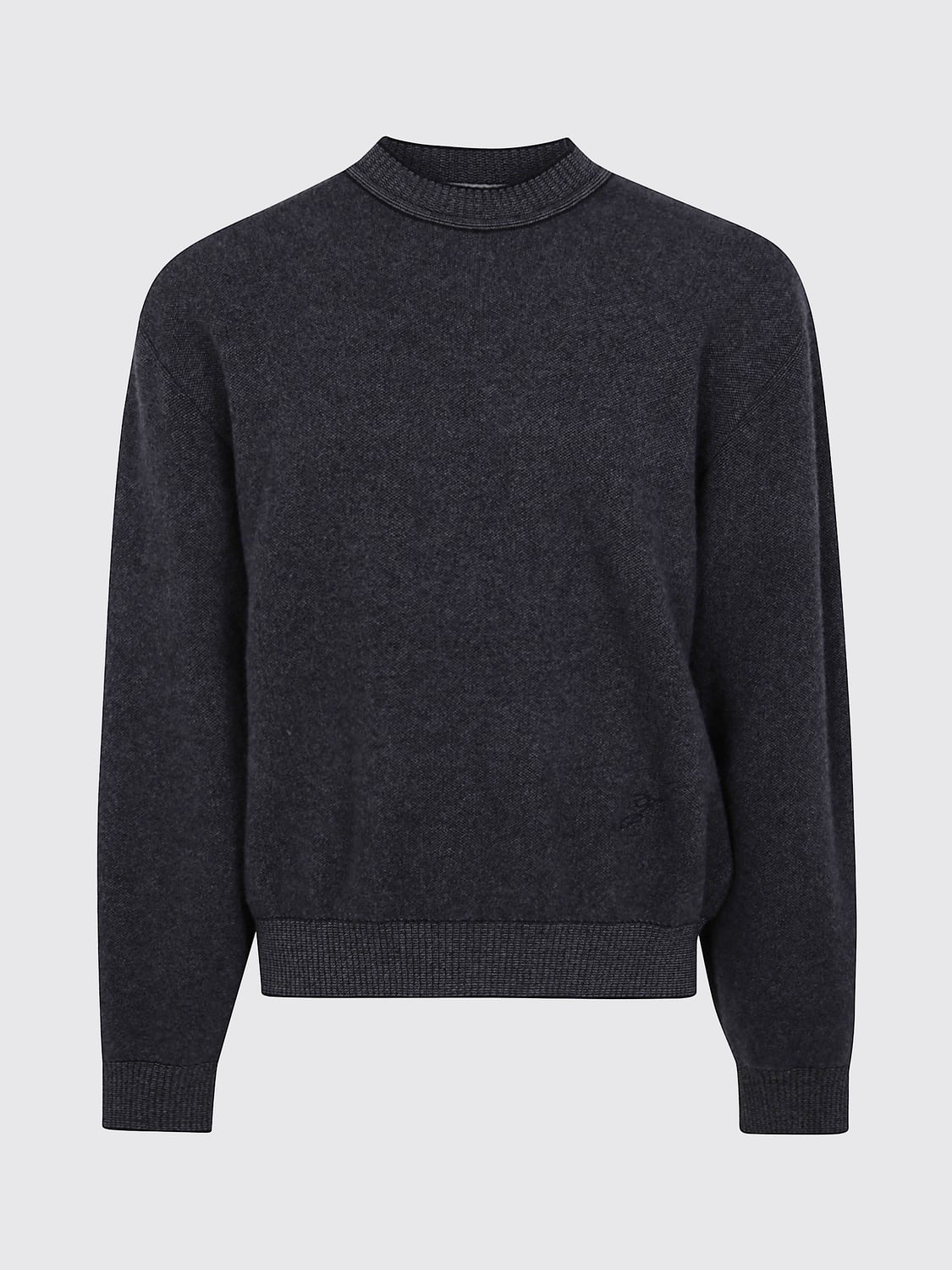 JACQUEMUS SWEATER: Wool and Cashmere Blend Crewneck Jumper Jacquemus with Ribbed Trims, Grey - Img 2