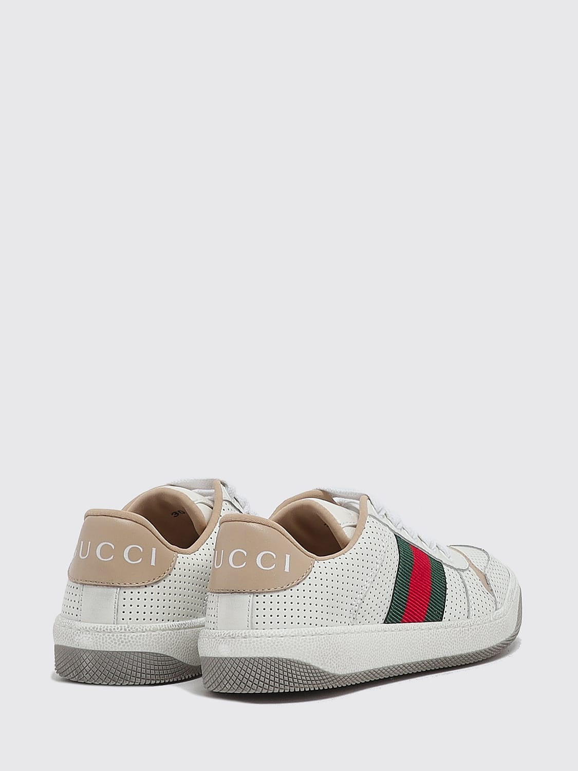 GUCCI SNEAKERS: Gucci Leder-Sneaker für Jungen mit GG-Monogramm und Web-Streifen, Weiss 1 - Img 3