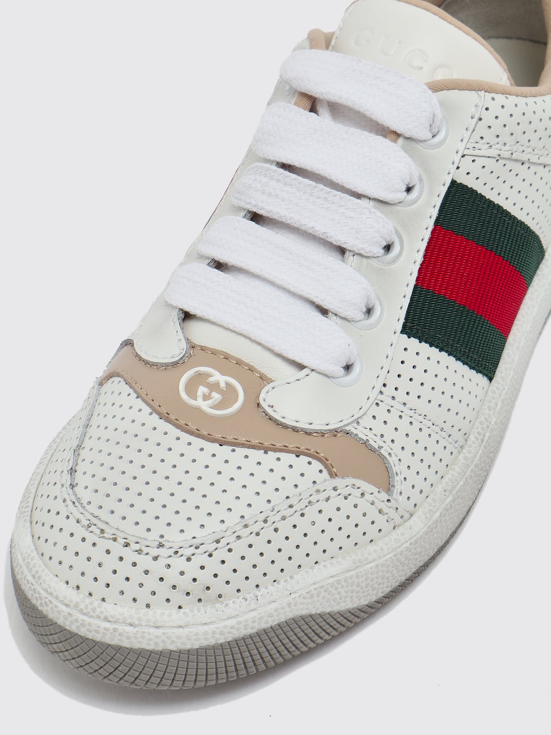 GUCCI SNEAKERS: Gucci Leder-Sneaker für Jungen mit GG-Monogramm und Web-Streifen, Weiss 1 - Img 5