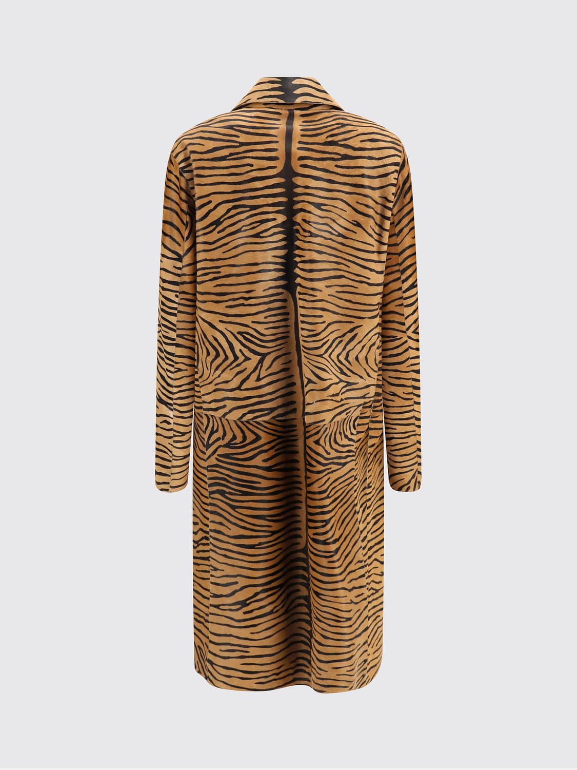 FENDI ABRIGO: Abrigo largo Fendi de botonadura sencilla en piel de potro con estampado de cebra, Beige - Img 2