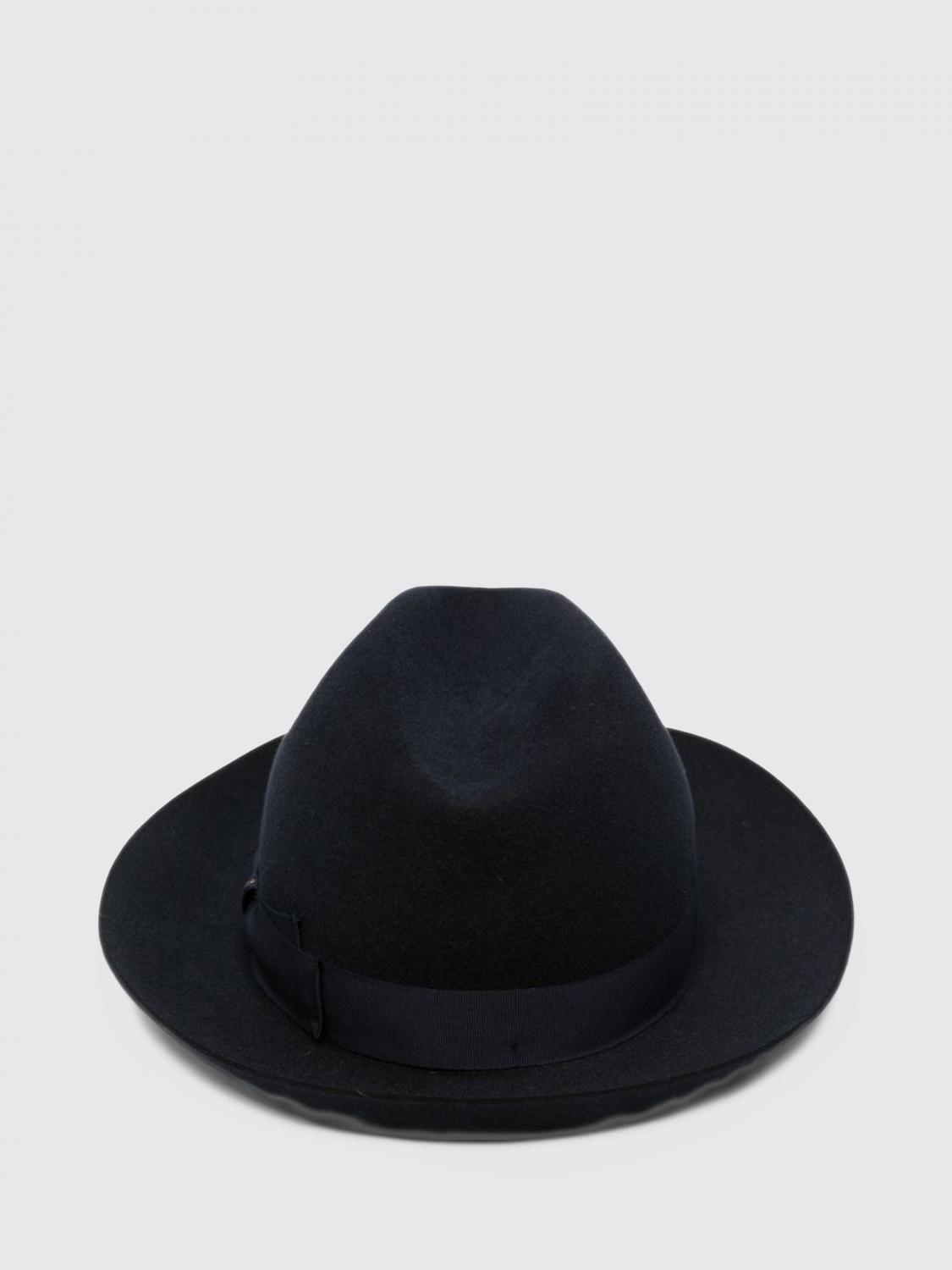 BORSALINO HAT: Borsalino Pure Wool Panama Hat with Medium Brim and Contrast Band, Blue - Img 2