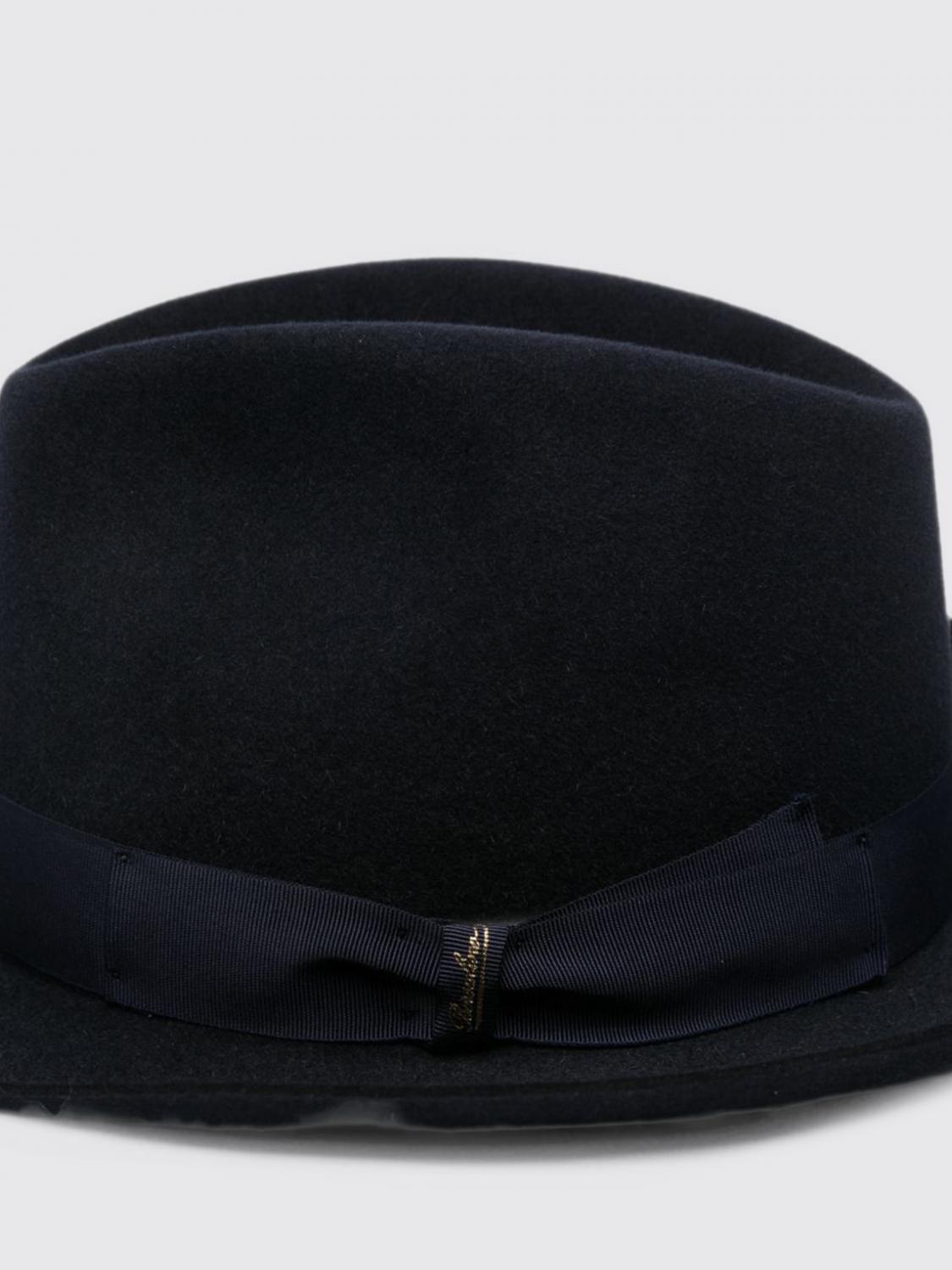 BORSALINO HAT: Borsalino Pure Wool Panama Hat with Medium Brim and Contrast Band, Blue - Img 3