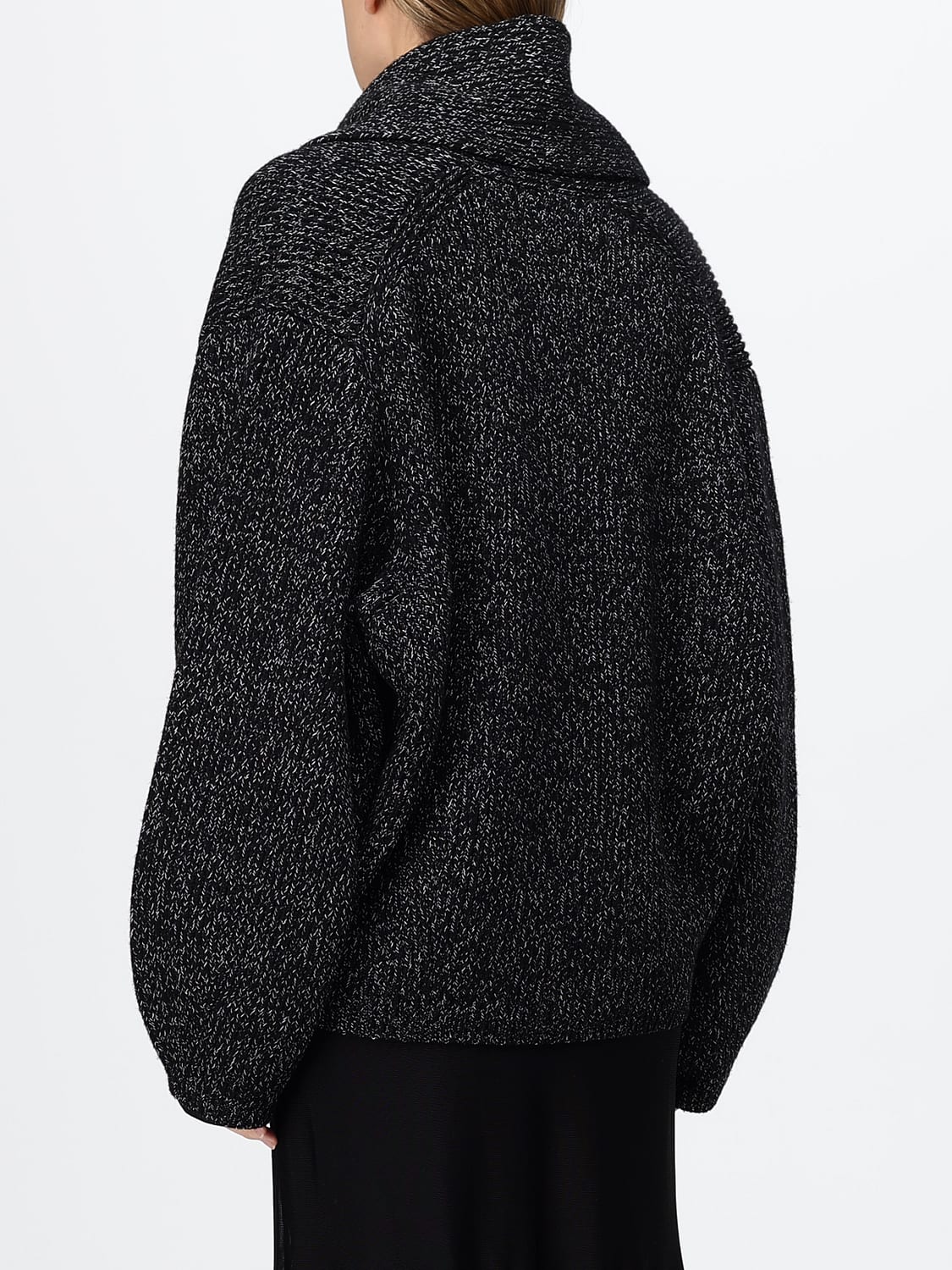 TOTEME PULLOVER: Zweireihiger Cardigan Toteme aus Wolle und Baumwolle mit Schalkragen und Ballonärmeln, Schwarz - Img 3