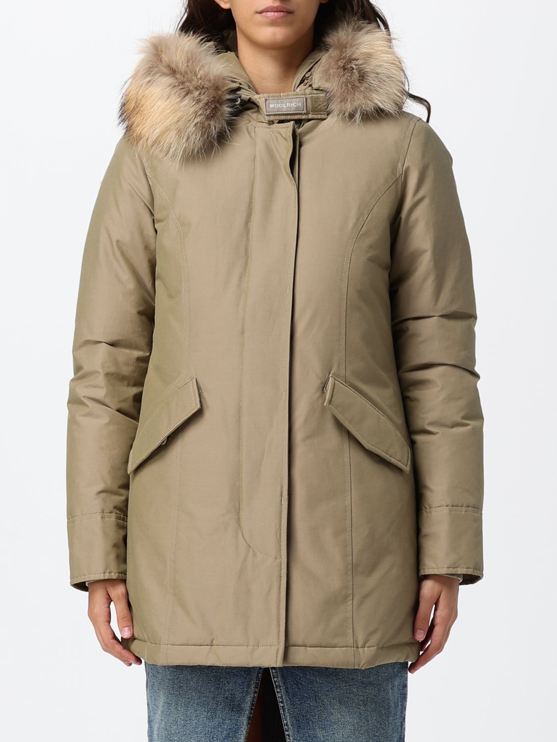 WOOLRICH ABRIGO: Parka Arctic hidrófuga de largo hasta la rodilla Woolrich con capucha de shearling, Beige - Img 1