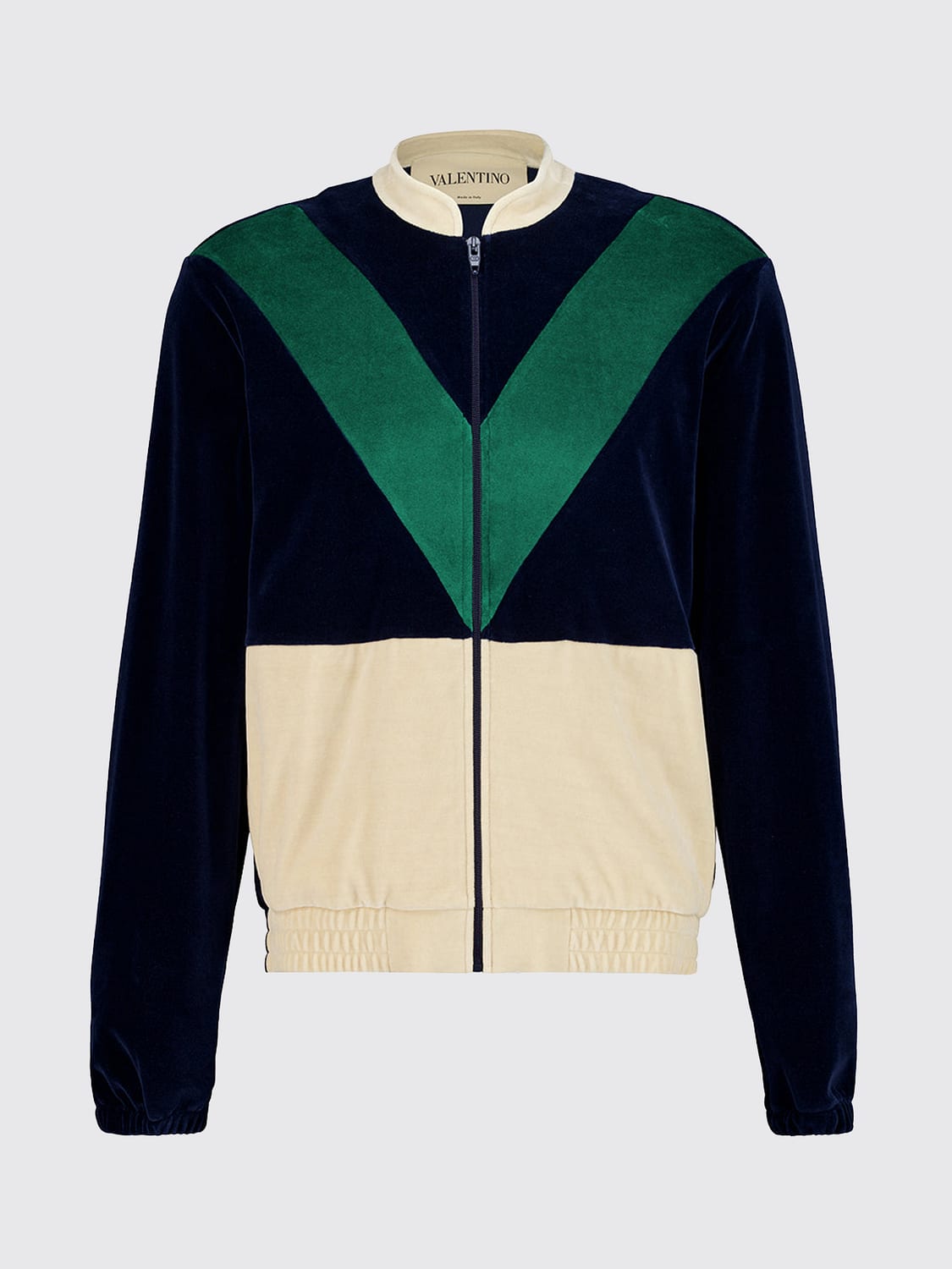 VALENTINO GARAVANI SWEATSHIRT: Valentino Garavani Geometric Print Velvet Zip-Up Jumper with High Neck, Multicolor - Img 2