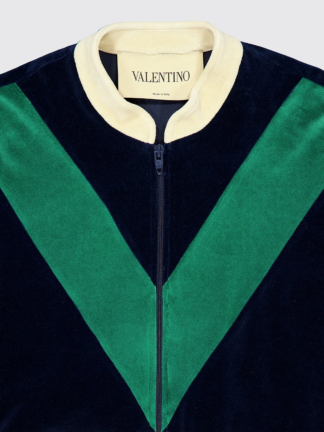 VALENTINO GARAVANI SWEATSHIRT: Valentino Garavani Geometric Print Velvet Zip-Up Jumper with High Neck, Multicolor - Img 4
