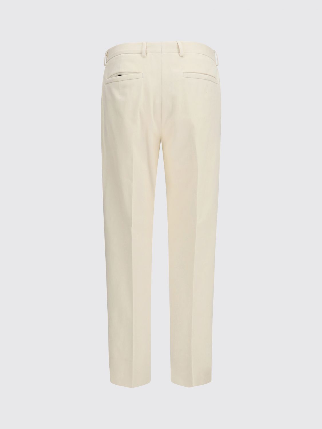 ZEGNA PANTS: Zegna Slim Fit Pleated Cotton and Cashmere Tailored Trousers, Yellow Cream - Img 3
