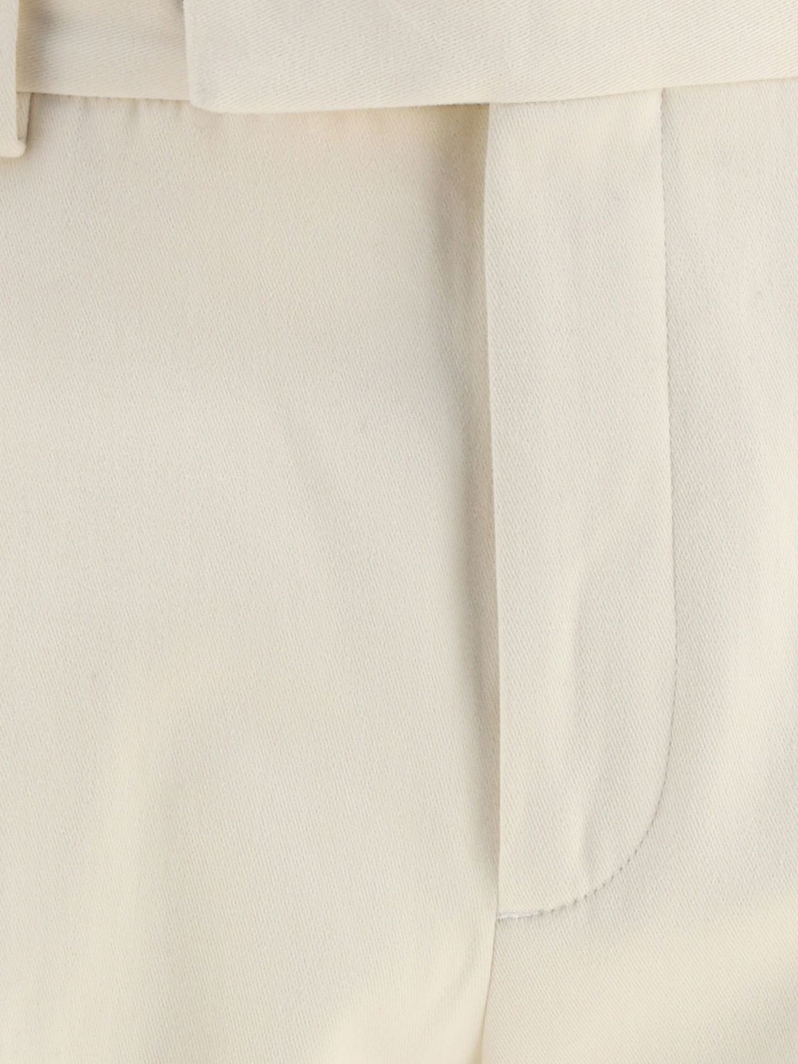 ZEGNA PANTS: Zegna Slim Fit Pleated Cotton and Cashmere Tailored Trousers, Yellow Cream - Img 4