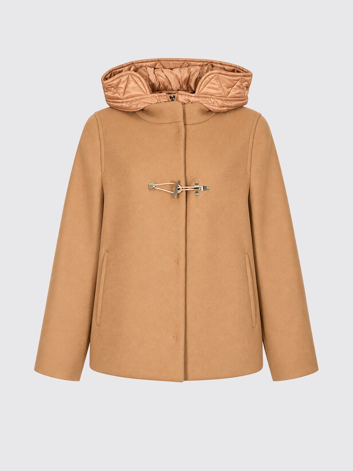 FAY CAPPOTTO: Cappotto corto Fay in misto lana e cashmere con cappuccio e alamari, Corda - Img 2