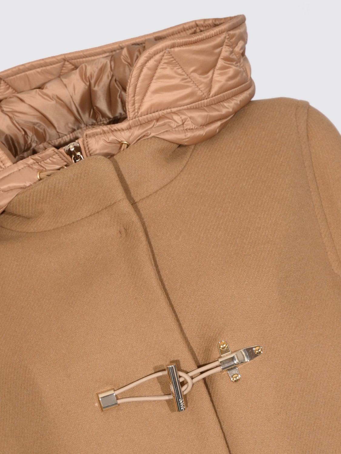 FAY CAPPOTTO: Cappotto corto Fay in misto lana e cashmere con cappuccio e alamari, Corda - Img 4