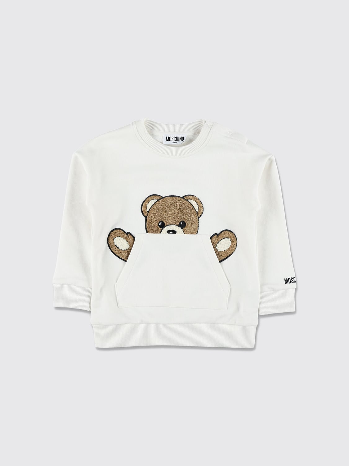 MOSCHINO ENSEMBLE: Ensemble deux pièces Moschino pour garçon en jersey avec imprimé Teddy Bear, Blanc - Img 3