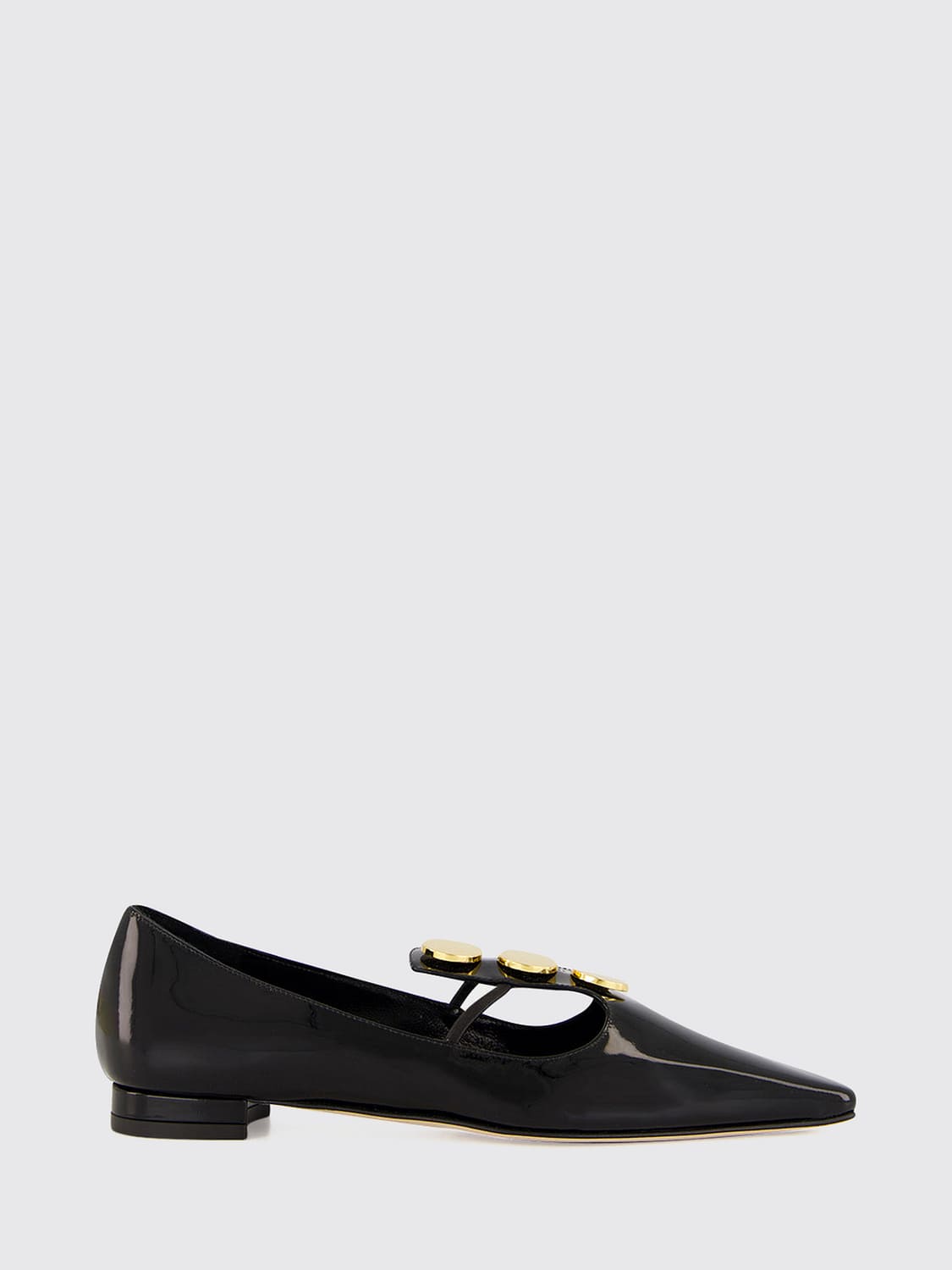 MANOLO BLAHNIK バレリーナシューズ: MANOLO BLAHNIK Khafreflat テーパードトゥ パテントレザー バレエフラット, ブラック - Img 1