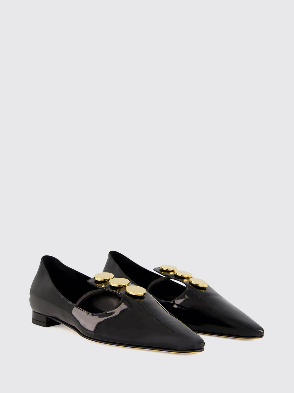 MANOLO BLAHNIK バレリーナシューズ: MANOLO BLAHNIK Khafreflat テーパードトゥ パテントレザー バレエフラット, ブラック - Img 2