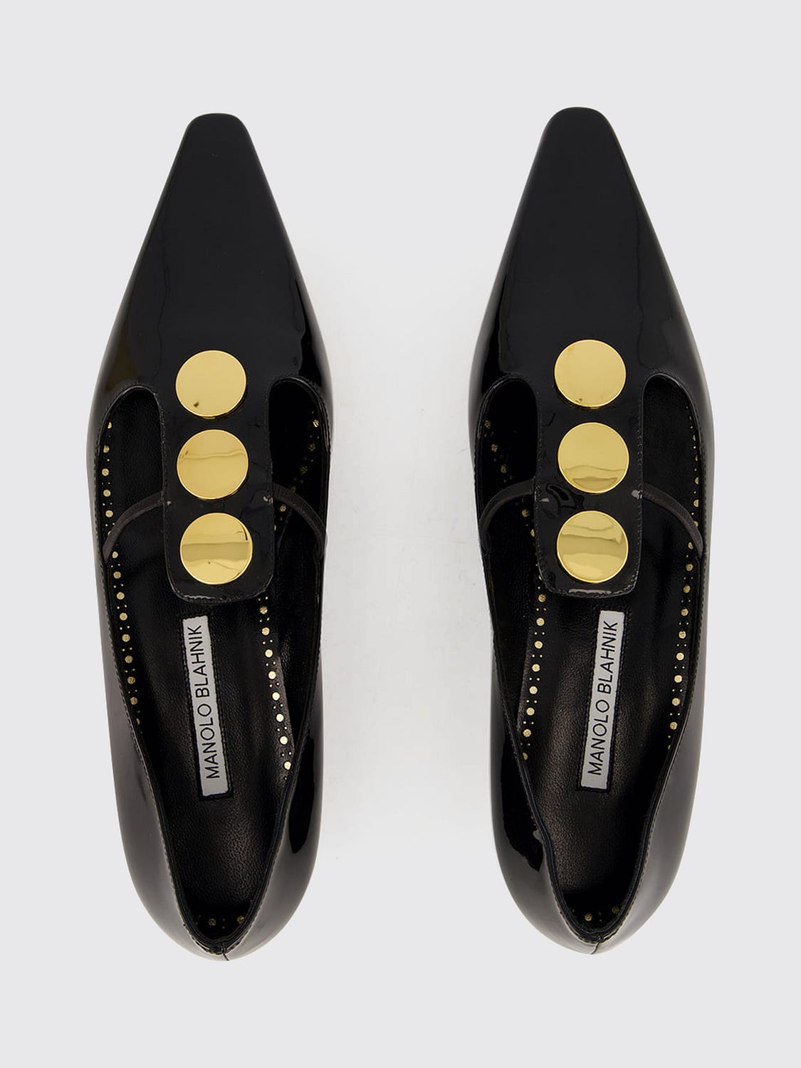 MANOLO BLAHNIK バレリーナシューズ: MANOLO BLAHNIK Khafreflat テーパードトゥ パテントレザー バレエフラット, ブラック - Img 5