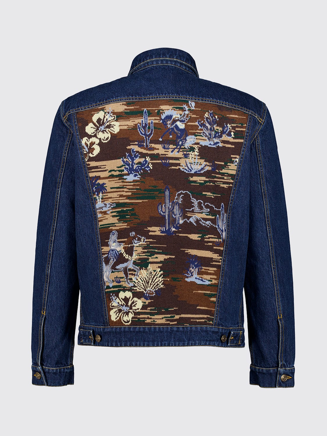 ALANUI JACKET: Alanui Graphic Print Cotton Denim Jacket with Patch Pockets, Blue - Img 3