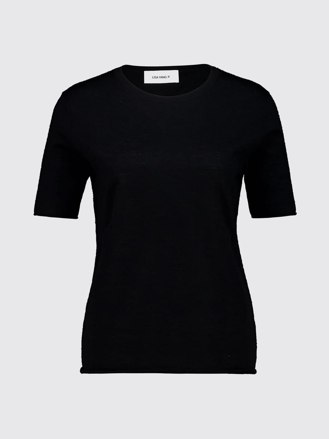 LISA YANG PULL: Pull à col rond Lisa Yang coupe slim 100% cachemire à manches courtes, Noir - Img 2