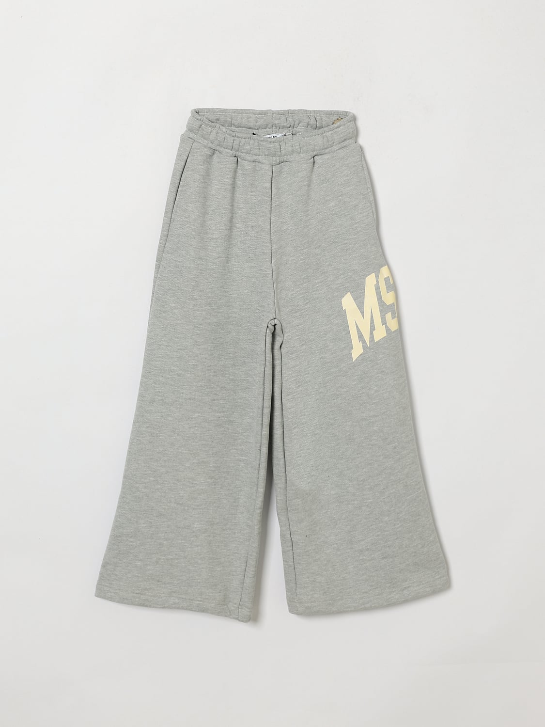 MSGM KIDS HOSE: Schwarze Jersey-Jogginghose MSGM Kids für Jungen mit weitem Bein und Logo-Print, Grau - Img 1