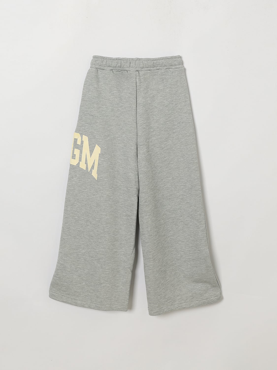 MSGM KIDS HOSE: Schwarze Jersey-Jogginghose MSGM Kids für Jungen mit weitem Bein und Logo-Print, Grau - Img 2