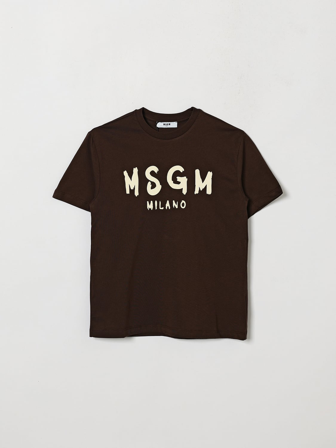MSGM KIDS T-SHIRT: T-Shirt MSGM Kids für Jungen aus Baumwolle mit Kontrastlogo, Braun - Img 1