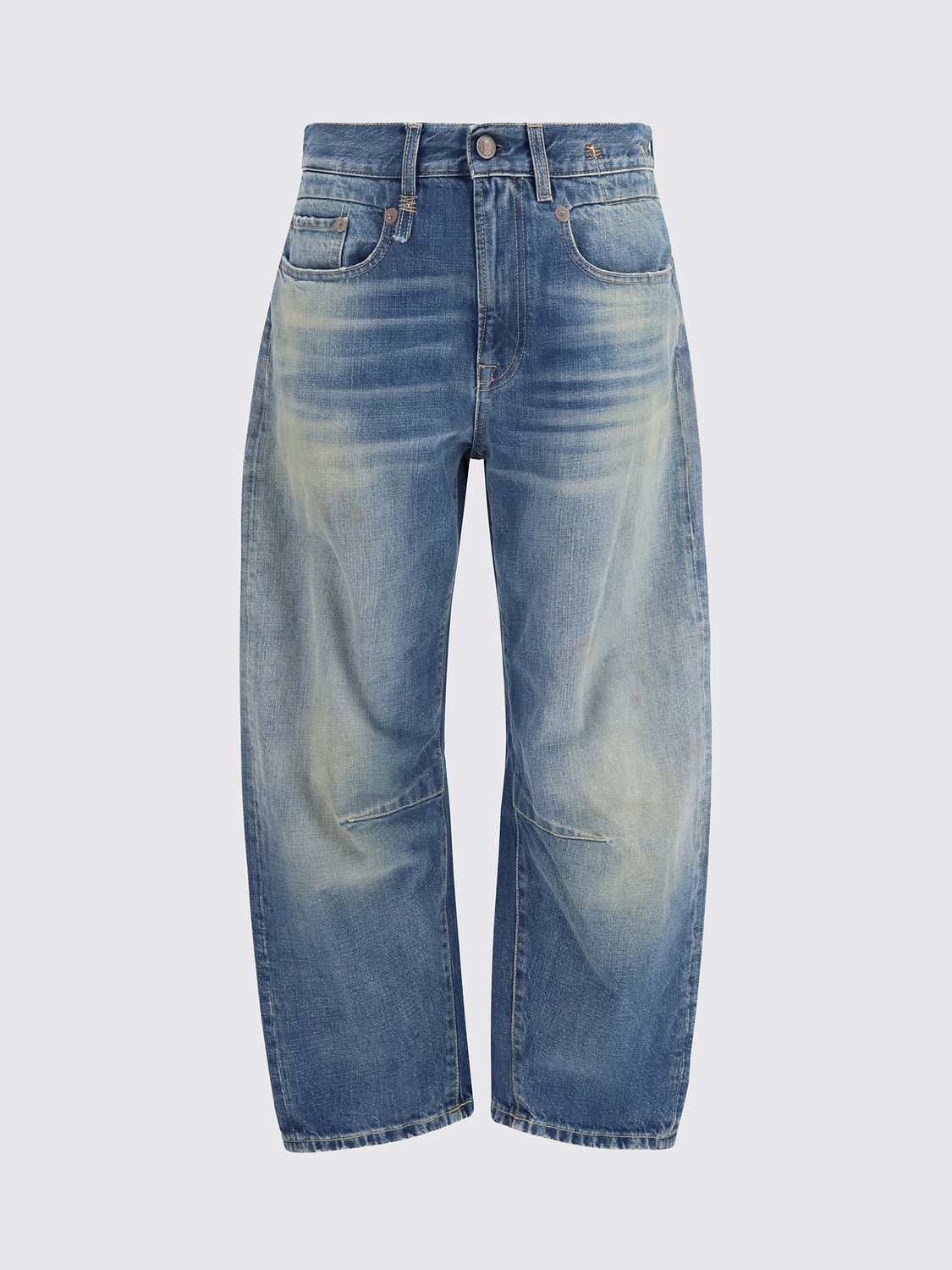R13 JEANS: Jeans baggy a cinque tasche R13 in denim di cotone a vita media, Blue - Img 2
