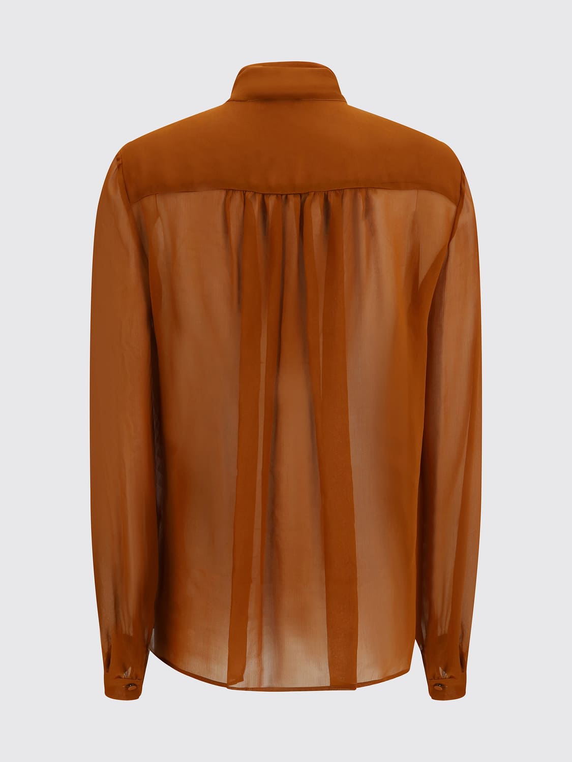 LARDINI CAMISA: Blusa transparente Lardini de viscosa con cuello de lazo y cierre oculto, Marrón - Img 3