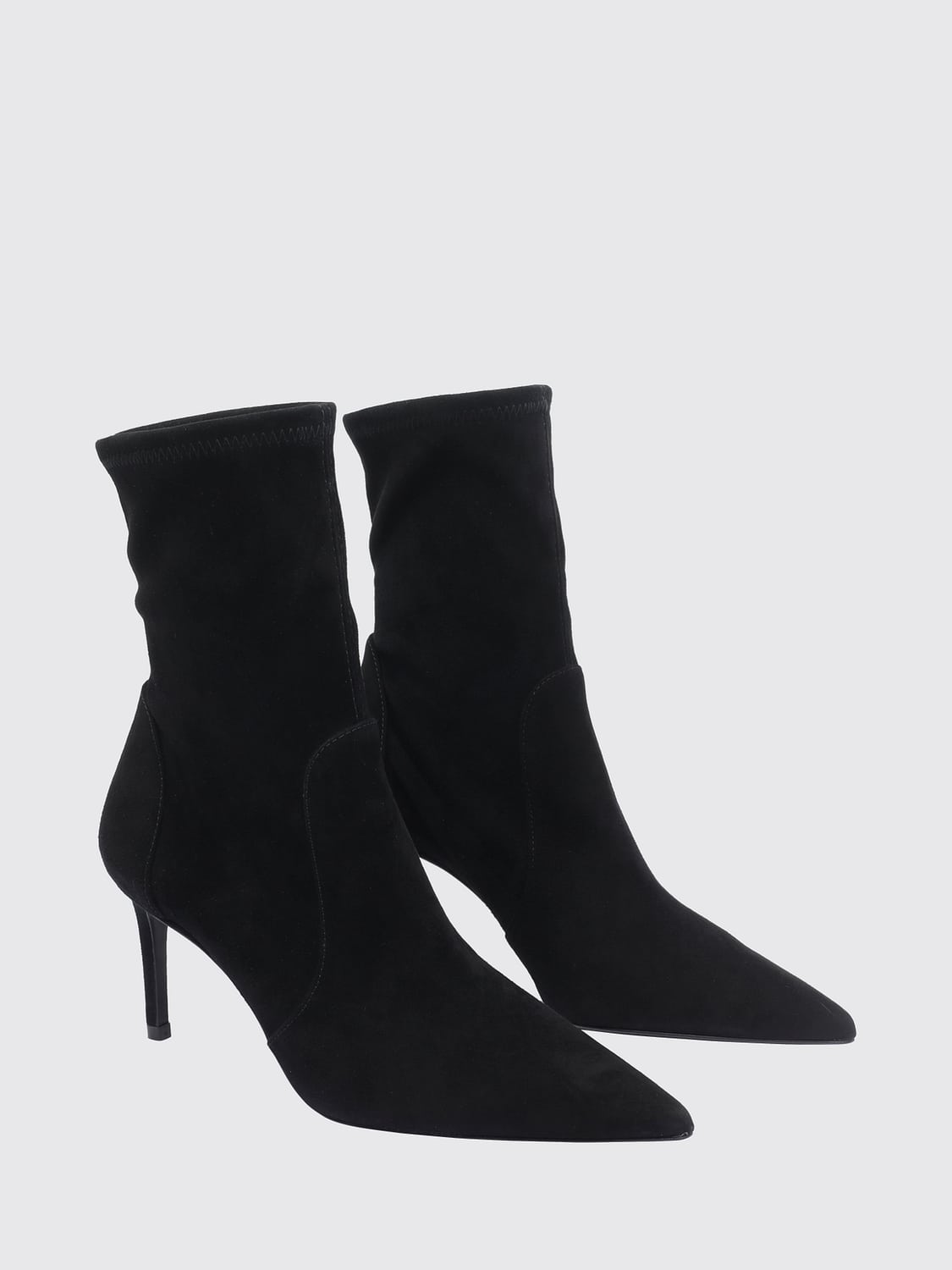 STUART WEITZMAN BOOTS: Stuart Weitzman Power Suede Ankle Boots with Stiletto Heel, Black - Img 2
