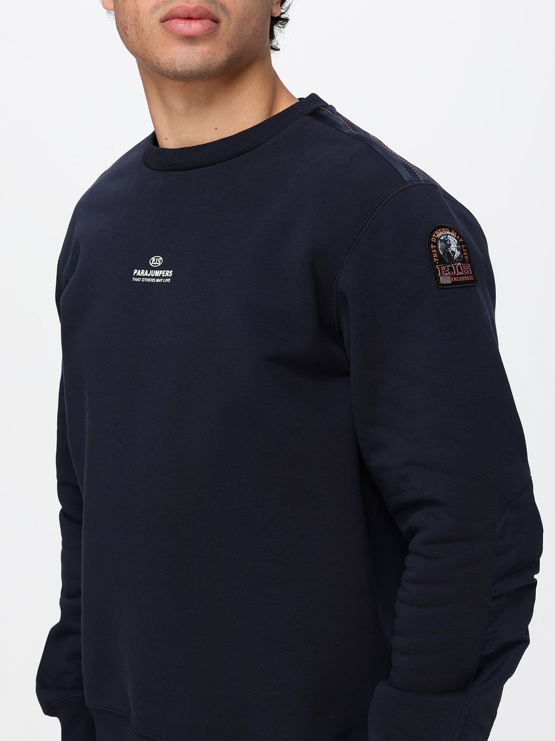 PARAJUMPERS SWEATSHIRT: Relaxed Fit Crewneck Sweatshirt Parajumpers with Dropped Shoulders, Blue - Img 3