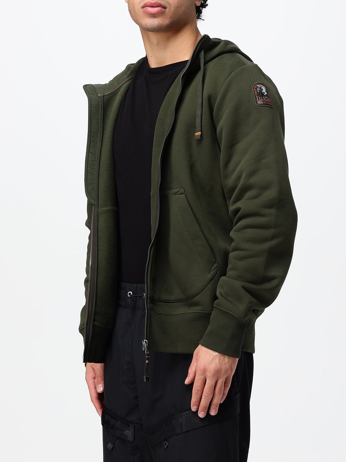 PARAJUMPERS スウェットシャツ: PARAJUMPERS ドローストリング付きジップアップ コットンブレンドフーディー, グリーン - Img 3