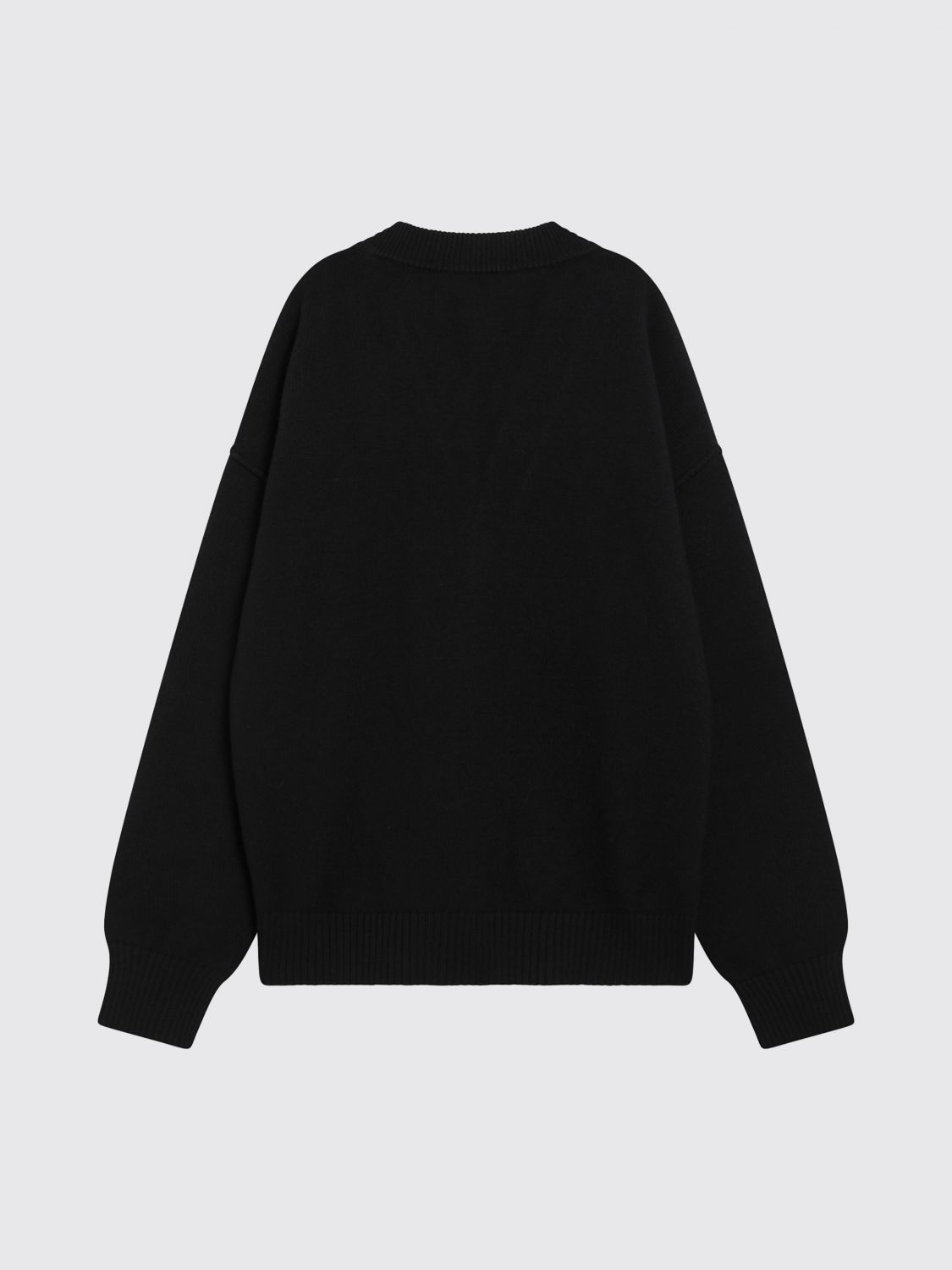 AMI PARIS PULL: Cardigan en pure laine à col V Ami Paris avec logo contrasté, Noir - Img 3