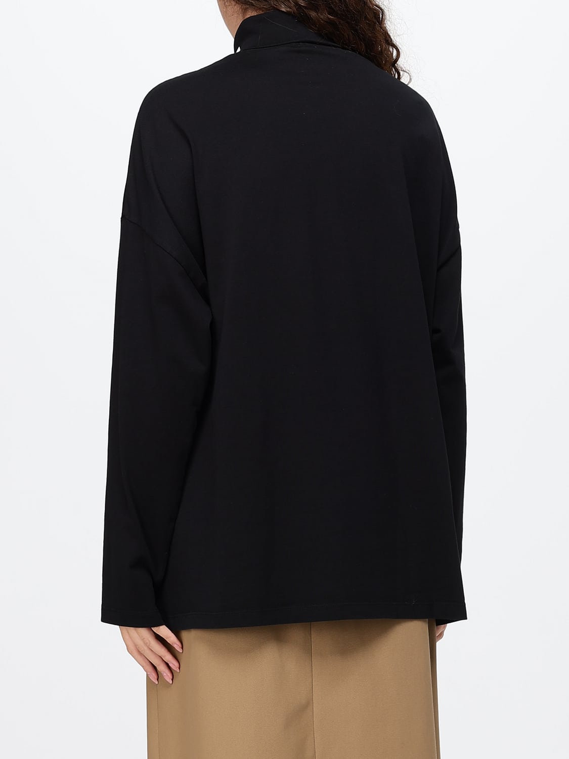LOEWE TOP: Dolcevita relaxed fit Loewe in cotone a maniche lunghe con spalle cadute, Nero - Img 3