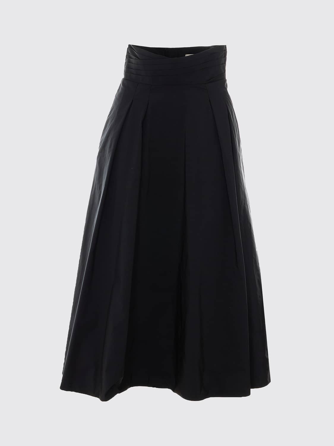 ELISABETTA FRANCHI ROCK: ELISABETTA FRANCHI Ausgestellter Crêpe-Midirock mit hoher Taille, Schwarz - Img 2