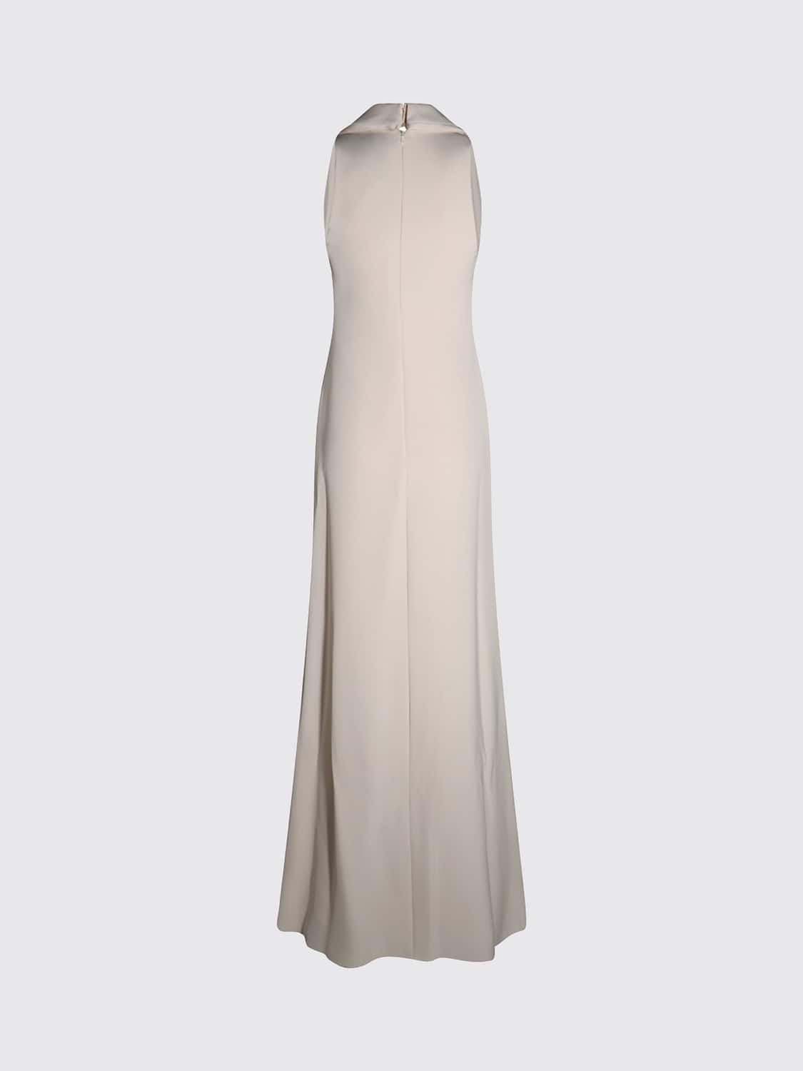 ELISABETTA FRANCHI ABITO: Abito da sera lungo Elisabetta Franchi in crêpe con spalle scoperte, Burro - Img 3