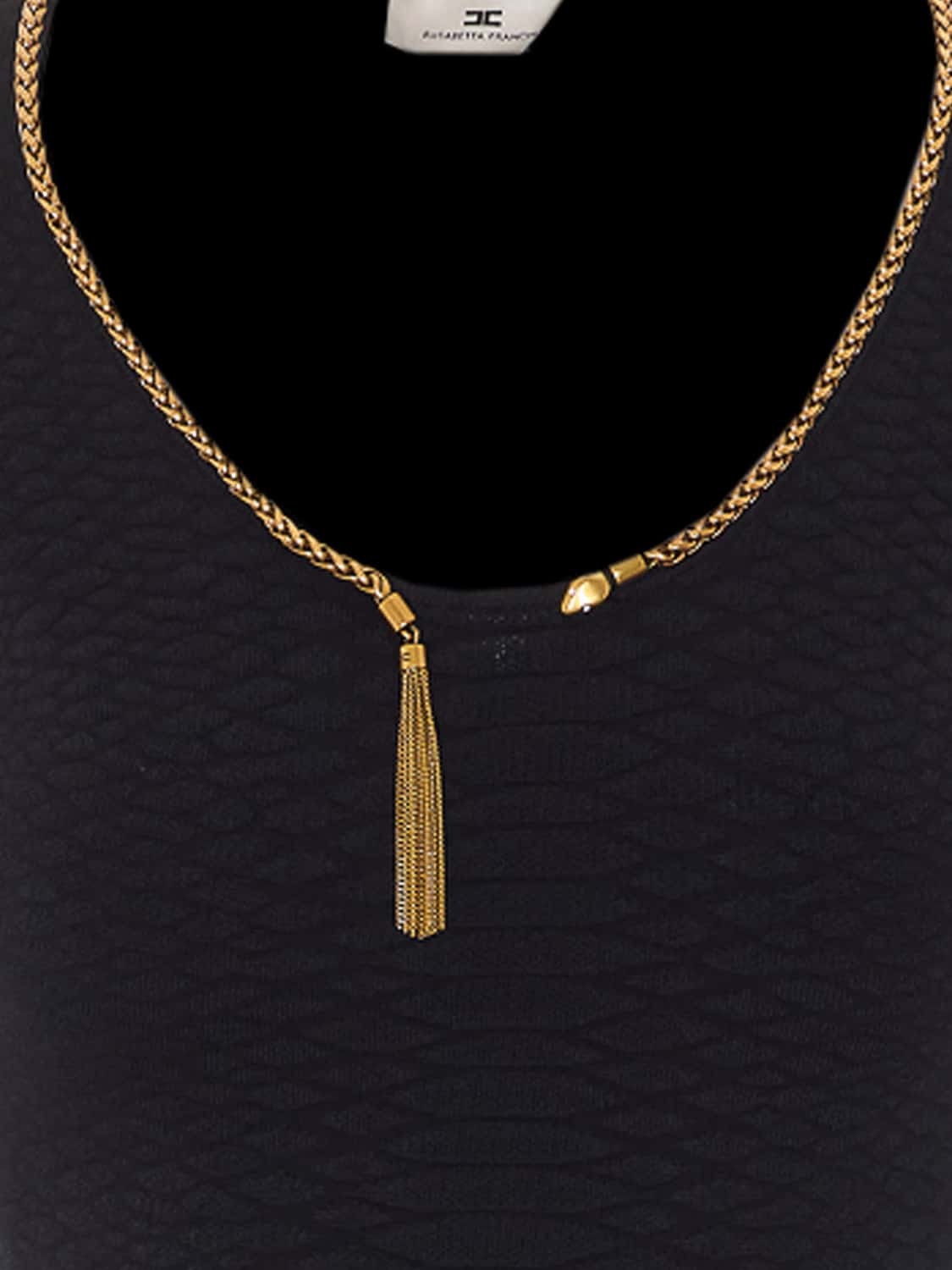 ELISABETTA FRANCHI ABITO: Abito midi a tubino Elisabetta Franchi in jersey con maniche lunghe e vestibilità slim, Nero - Img 4