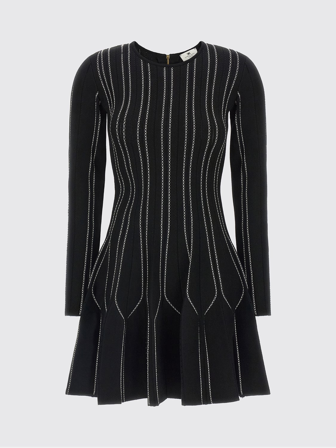 ELISABETTA FRANCHI ABITO: Abito mini A-line Elisabetta Franchi in jersey con ricamo e maniche lunghe, Nero - Img 2