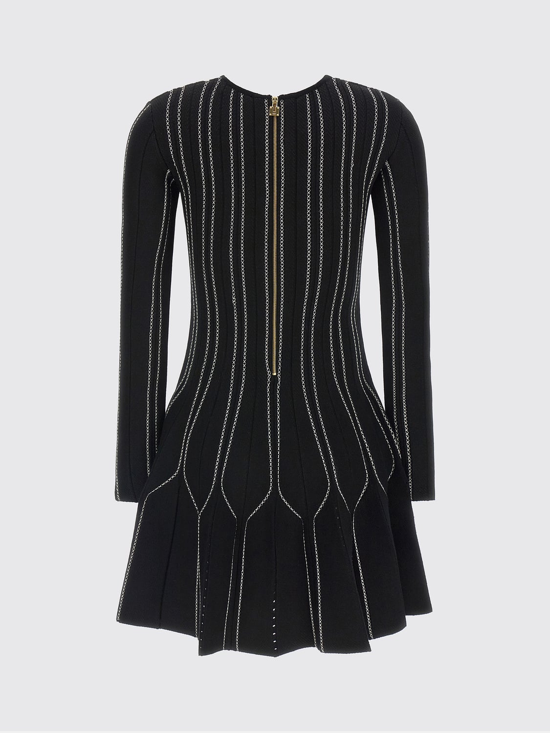 ELISABETTA FRANCHI ABITO: Abito mini A-line Elisabetta Franchi in jersey con ricamo e maniche lunghe, Nero - Img 3