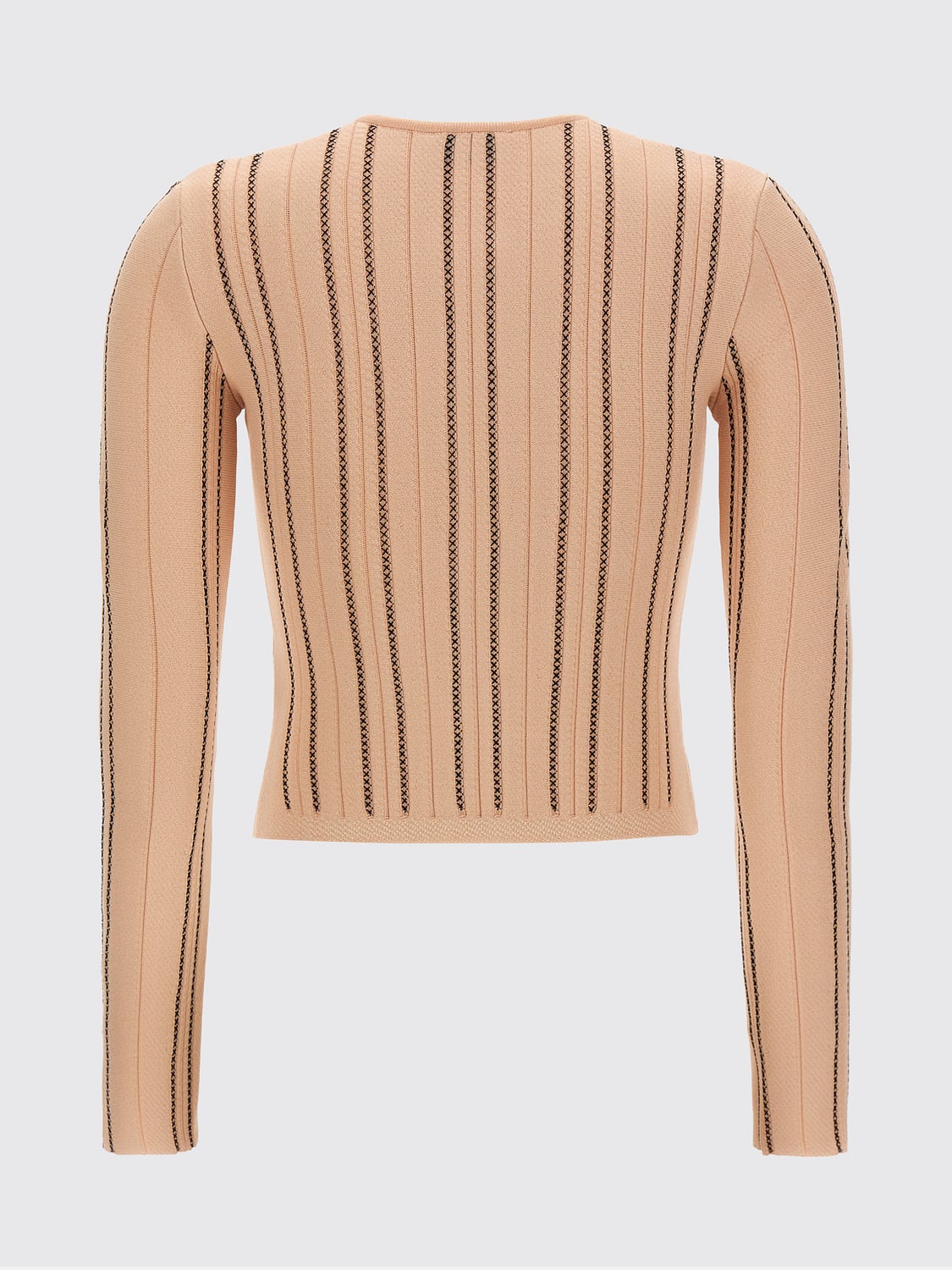 ELISABETTA FRANCHI PULL: Cardigan rayé à coupe slim Elisabetta Franchi avec col rond et fermeture zippée, Rose - Img 3