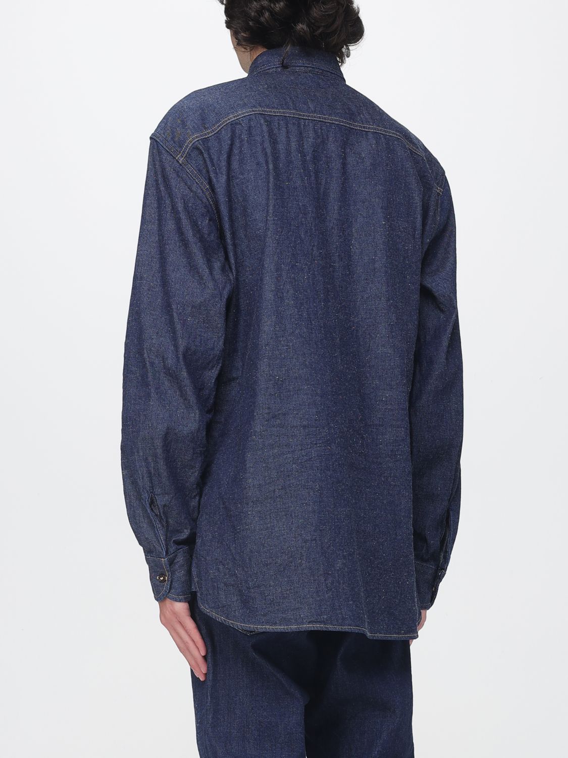 DSQUARED2 CAMISA: Camisa casual Dsquared2 de algodón con bolsillos de parche con solapa y mangas largas, Azul Oscuro - Img 2