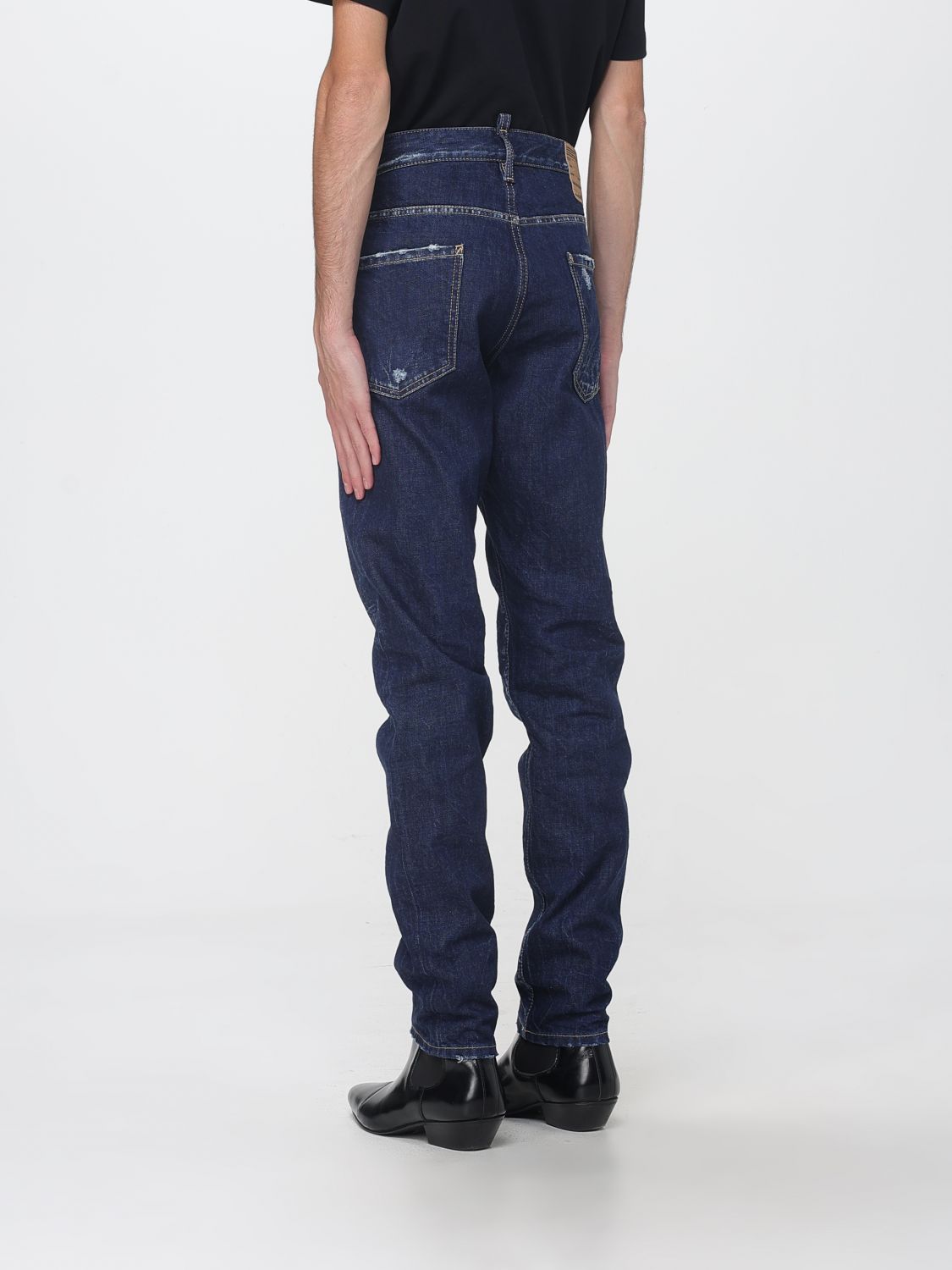 DSQUARED2 JEANS: Dsquared2 Teddy Straight Slim Fit Jeans in Cotton Denim, Blue - Img 2