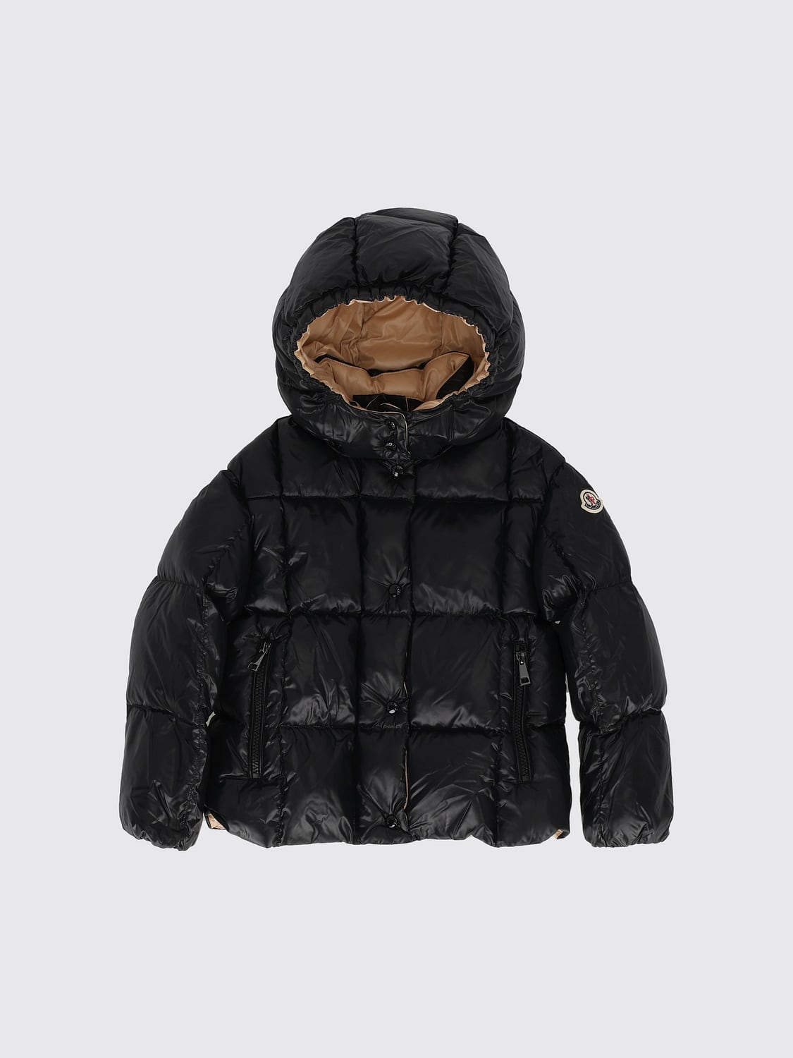 MONCLER ジャケット: Moncler 取り外し可能なフード付き キルティングナイロン ボーイズダウンジャケット, グレー - Img 1