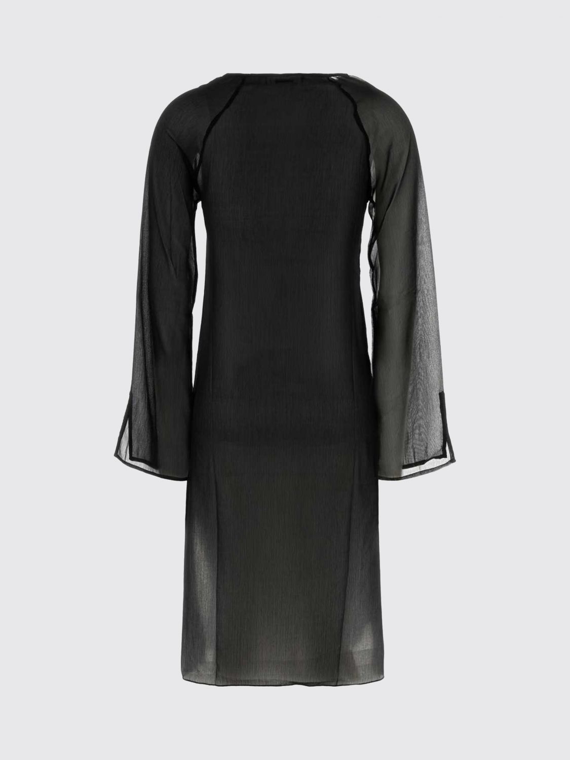 GIMAGUAS KLEID: Midi-Tunika Gimaguas aus Crêpe mit langen Ärmeln und Rundhalsausschnitt, Schwarz - Img 3