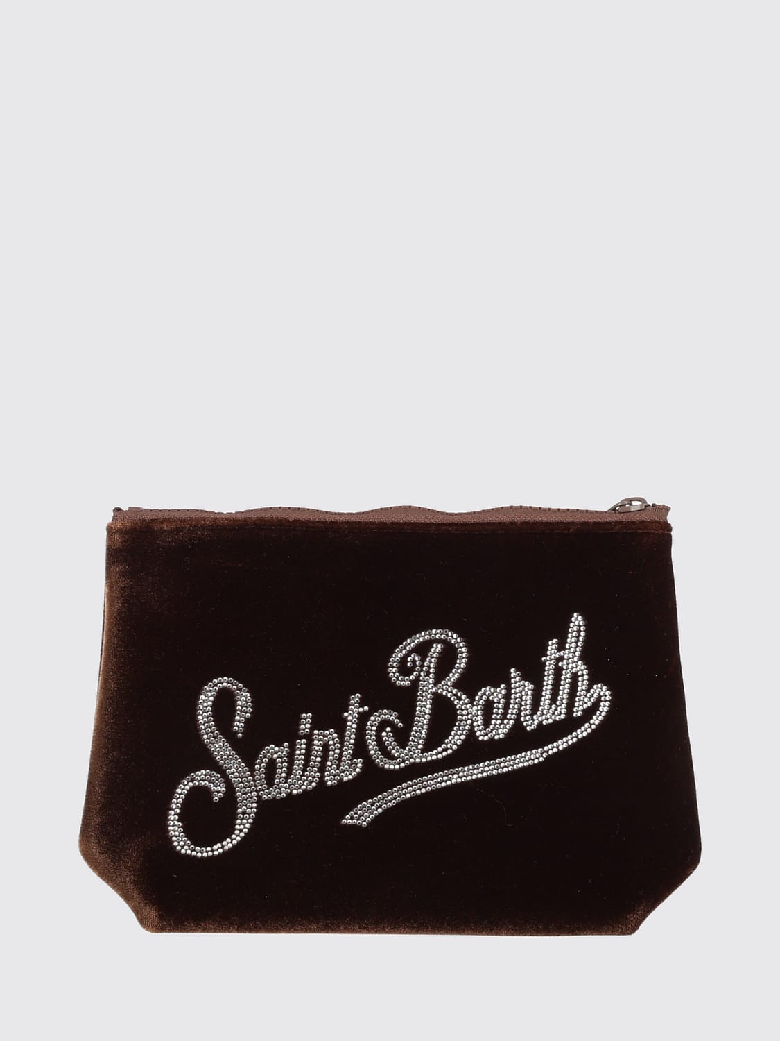 MC2 SAINT BARTH BORSA MINI: Mini borsa a mano Aline MC2 Saint Barth in ciniglia con logo ricamato, Marrone - Img 2