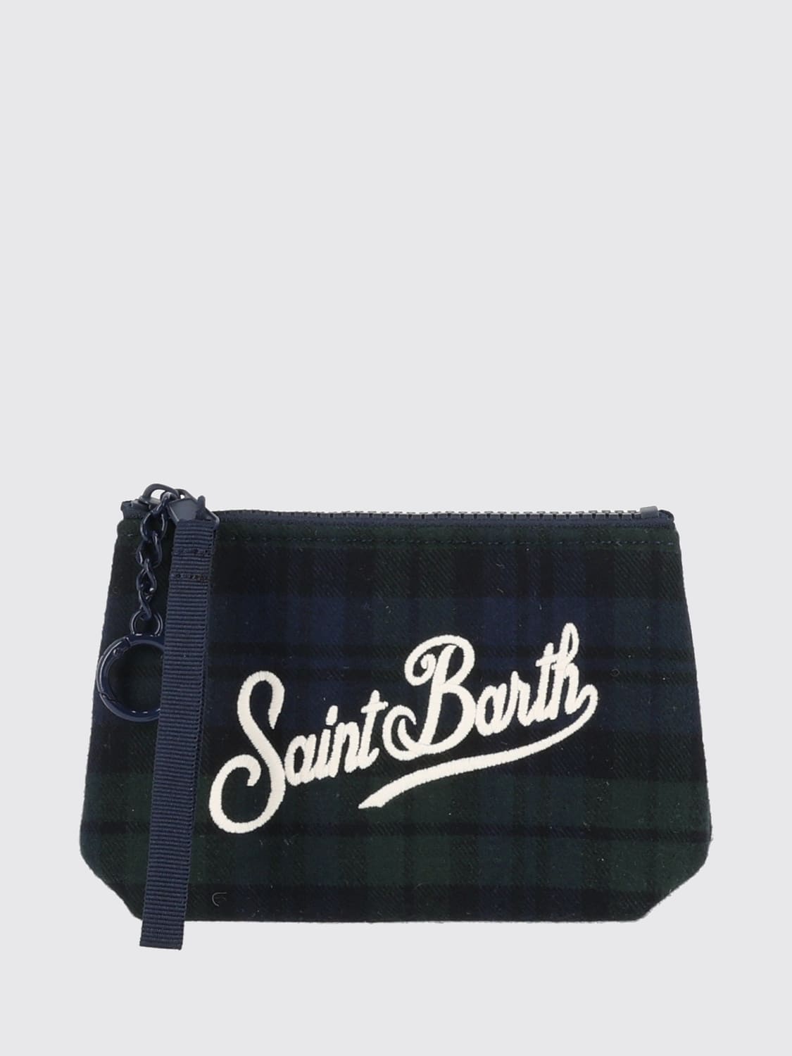 MC2 SAINT BARTH BORSA MINI: Mini borsa a mano Aline MC2 Saint Barth in misto lana con motivo tartan, Blue - Img 1