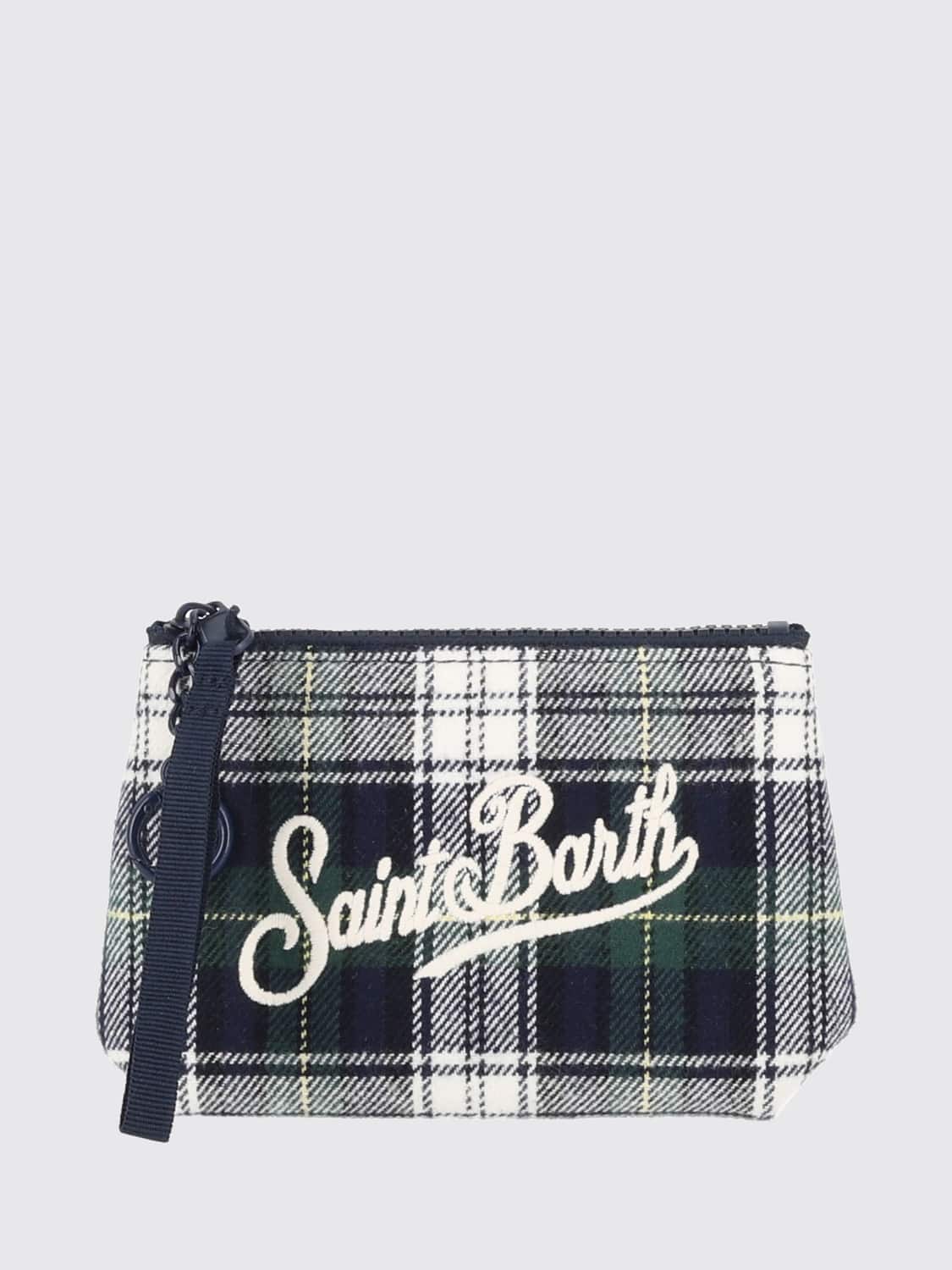 MC2 SAINT BARTH ミニバッグ: MC2 SAINT BARTH Aline ロゴ付きタータンウールブレンドミニハンドバッグ, グリーン - Img 1
