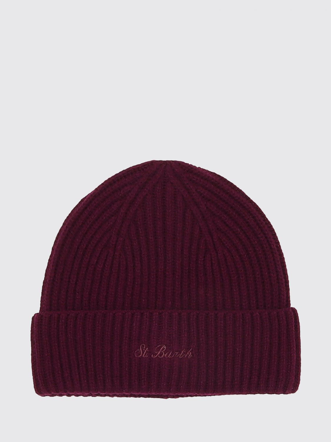 MC2 SAINT BARTH HAT: MC2 Saint Barth Embroidered-Logo Wool Beanie, Plum - Img 1