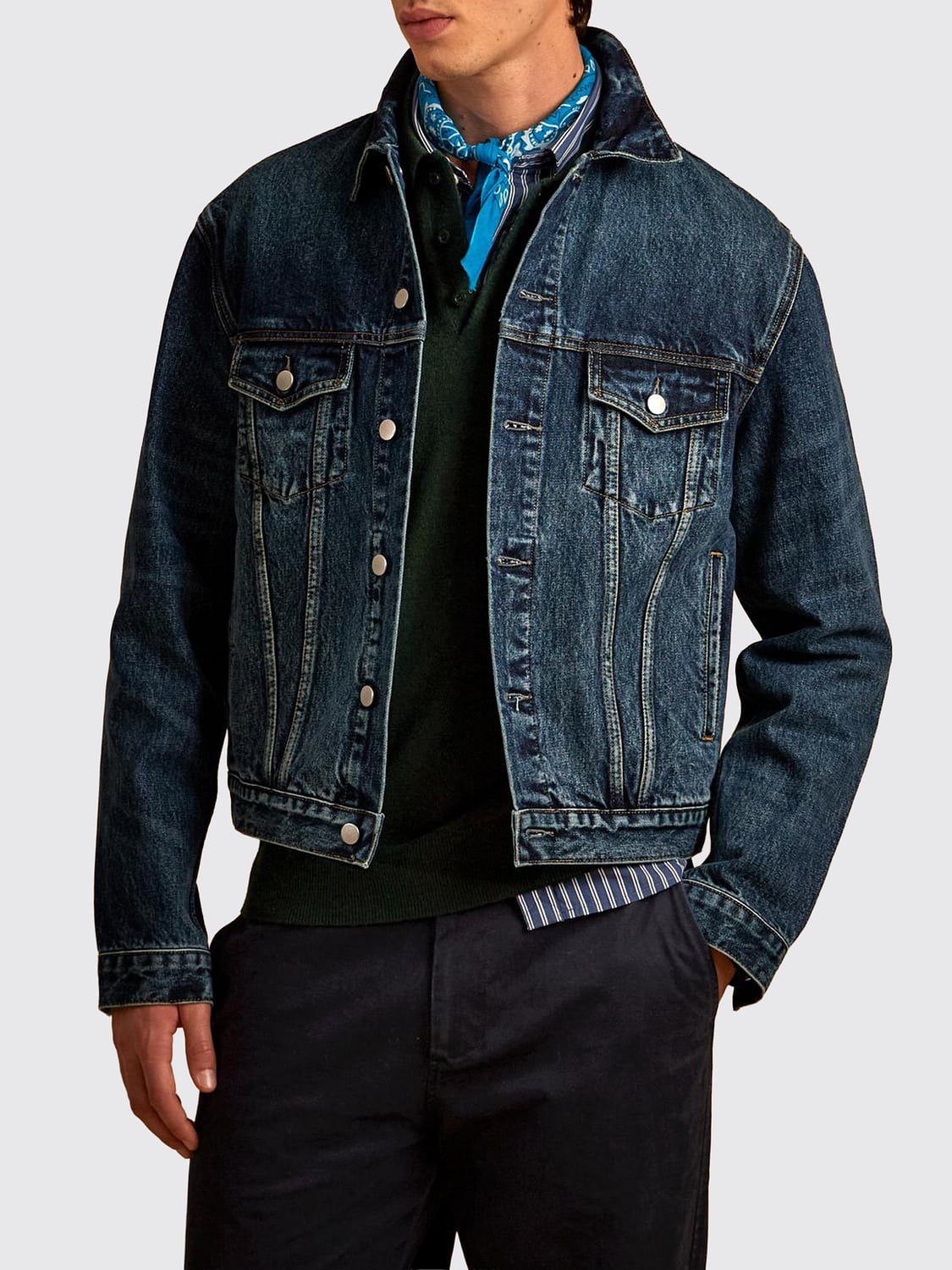 LA MARTINA JACKET: La Martina Cotton Denim Shirt Jacket with Patch Pockets and Metal Buttons, Indigo - Img 1